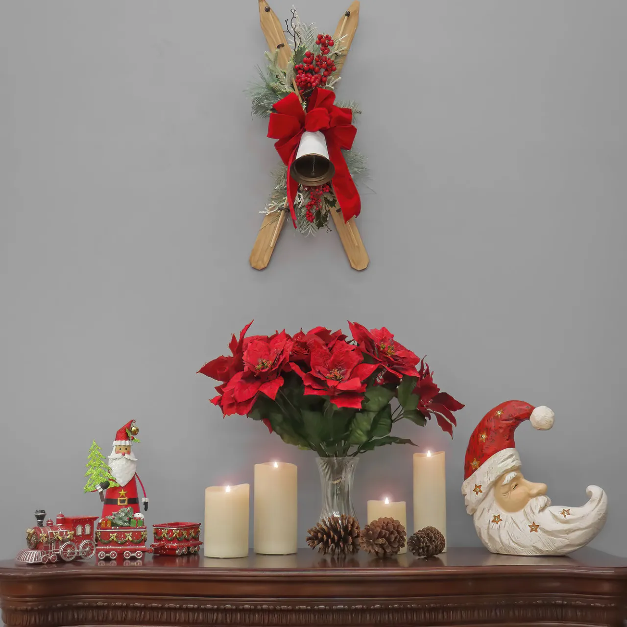 Sale National Tree Company 28 in. Ski's with Pine and Berry Plastic Swag