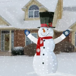 National Tree Company 72 in. Snowman Decoration with White LED Lights
