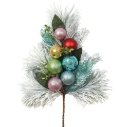 Online National Tree Company 29 in. Snowy Pine Decorated Branch Spray with Snow Covered Bristles, Gold Sprouts