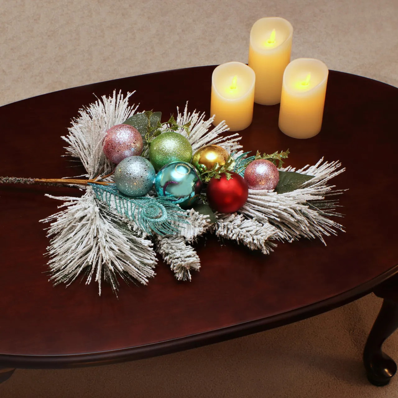 Online National Tree Company 29 in. Snowy Pine Decorated Branch Spray with Snow Covered Bristles, Gold Sprouts