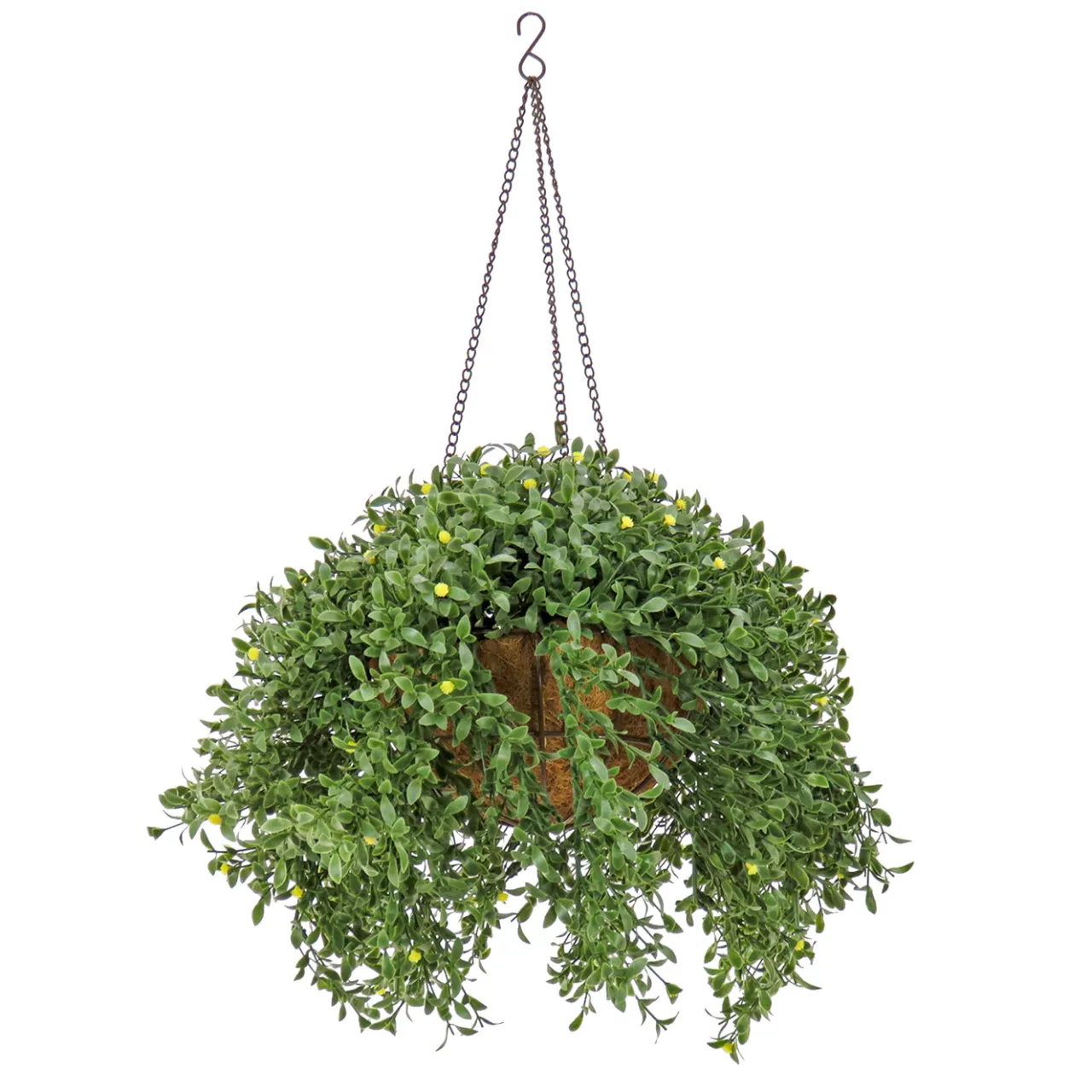 Best National Tree Company 18 in. Spring Argentea Hanging Plant with Yellow Flowers