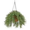 National Tree Company 18 in. Spring Argentea Hanging Plant with Pink Flowers