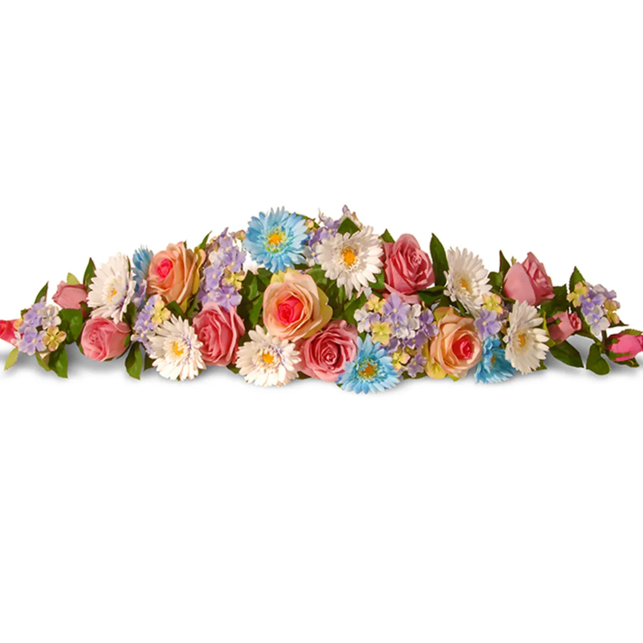 Clearance National Tree Company 33 in. Spring Blue & Pink Swag Rose, Gerbera & Hyrangea Flowers Swag