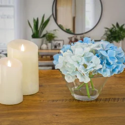 Best National Tree Company 8 in. Spring Blue Hydrangea Bouquet in Glass Vase