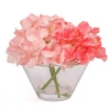 New National Tree Company 8 in. Spring Coral Hydrangea Bouquet in Glass Vase
