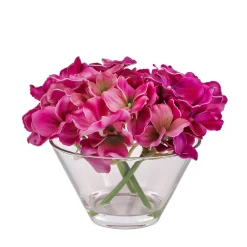 Sale National Tree Company 8 in. Spring Dark Purple Hydrangea Bouquet in Glass Vase