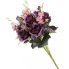 Best National Tree Company 19 in. Spring Floral Bouquet with Deep Purple Rose Blooms, Pink Flowers, Seed Pods, Leafy Greens