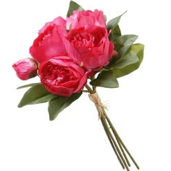 Outlet National Tree Company 14 in. Spring Floral Bouquet with Bright Pink Peony Blooms, Leafy Greens
