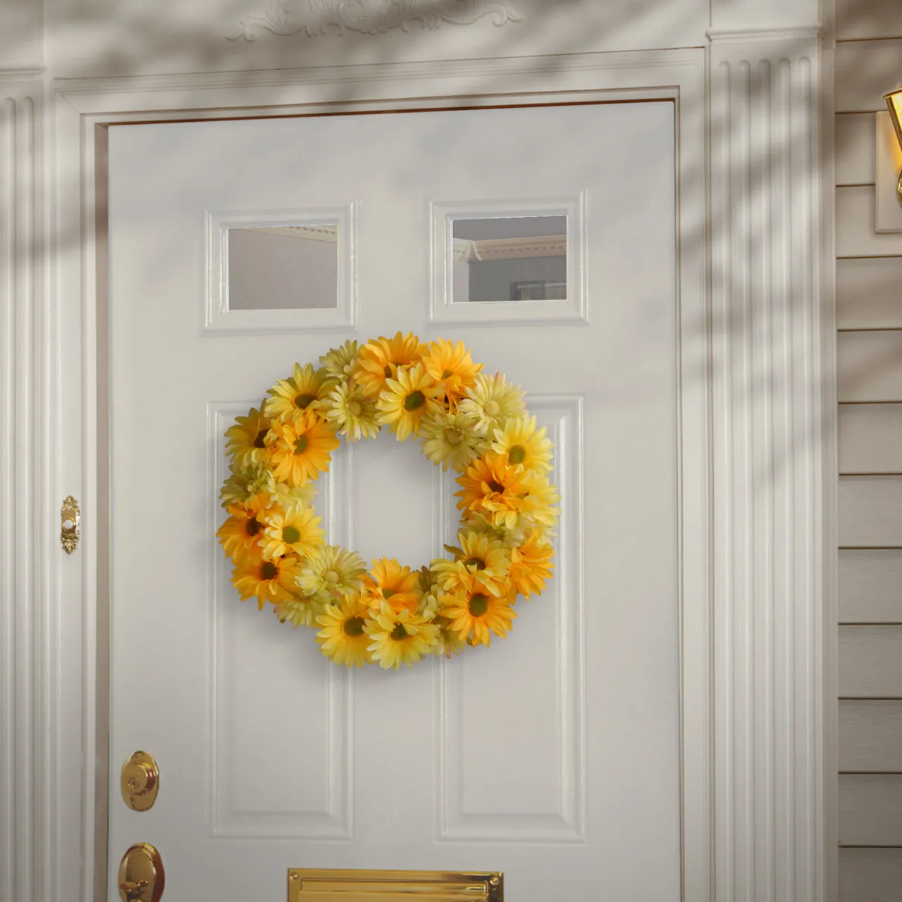 New National Tree Company 19 in. Spring Garden Accents Yellow Cosmos Wreath