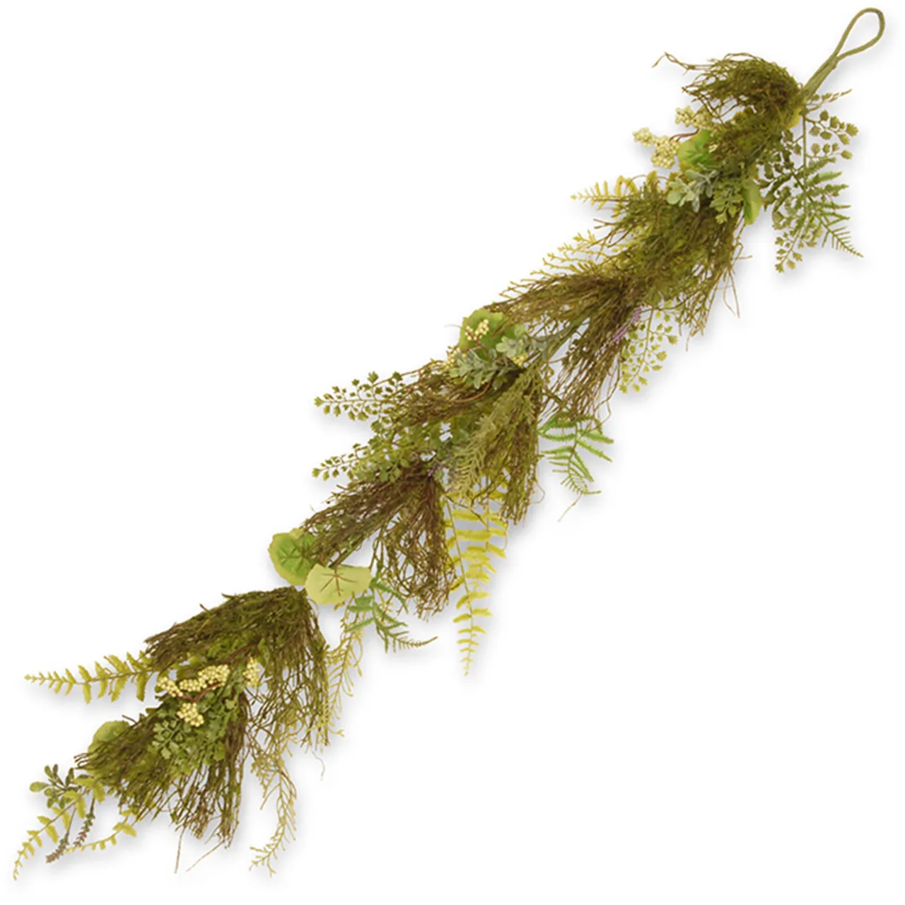 National Tree Company 45 in. Spring Garland with Fern Leaves, Lavender, Leafy Greens