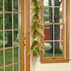 National Tree Company 45 in. Spring Garland with Fern Leaves, Lavender, Leafy Greens