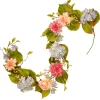Online National Tree Company 70 in. Spring Garland with Multicolor Hydrangea, Rose and Dahlia Blooms, Berry Clusters, Leafy Greens