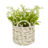 Outlet National Tree Company 11 in. Spring Green Lily-of-the-Valley Flowers in White Basket