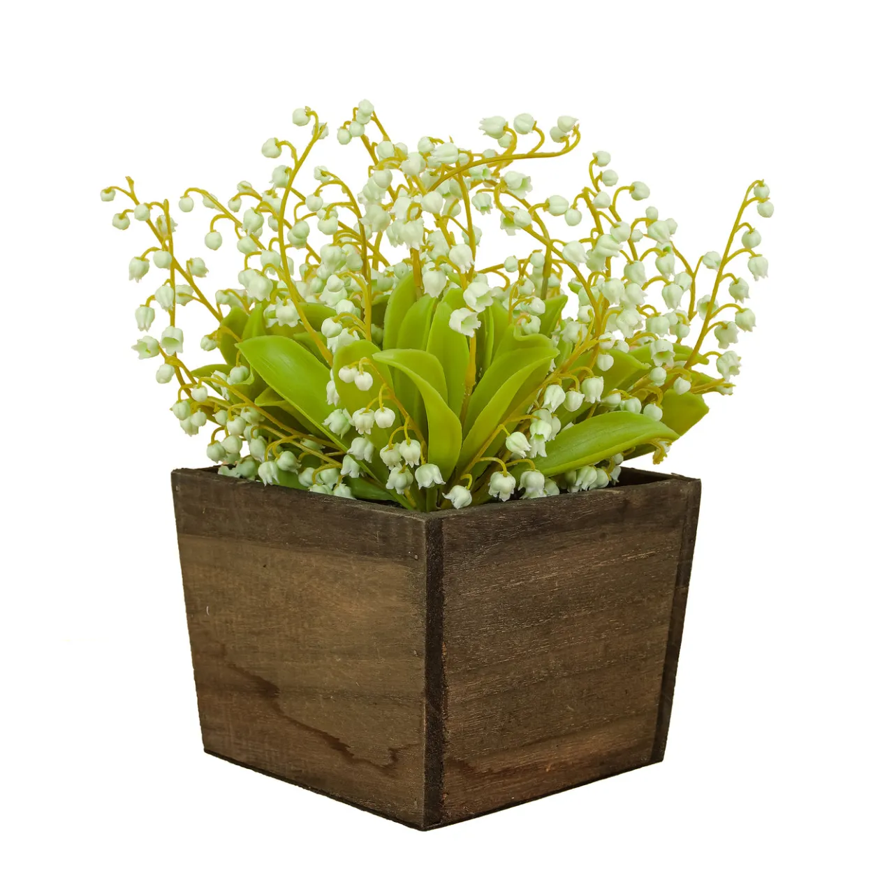 Discount National Tree Company 10 in. Spring Green Lily-of-the-Valley Flowers in Wood Box