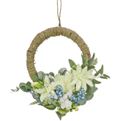 Outlet National Tree Company 20 in. Spring Hoop Wreath with Dahlia, Peony, and Hydrangea Blooms