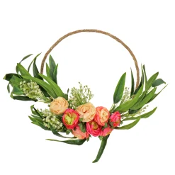 Best National Tree Company 16 in. Spring Hoop Wreath with Eucalyptus and Buttercups