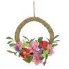 National Tree Company 16 in. Spring Hoop Wreath with Peony, Rose, and Globe Flower Blooms