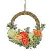 Best National Tree Company 20 in. Spring Hoop Wreath with Peony, Rose, and Lamb's Ear Flower Blooms