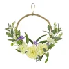 Discount National Tree Company 18 in. Spring Hoop Wreath with Peony Flower Blooms, Mini Blossoms, and Flowing Green Stems