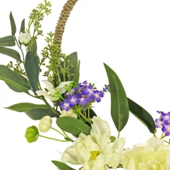 Discount National Tree Company 18 in. Spring Hoop Wreath with Peony Flower Blooms, Mini Blossoms, and Flowing Green Stems