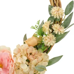 Best National Tree Company 19 in. Spring Hoop Wreath with Wild Rose and Peony Flowers