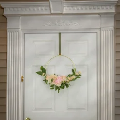 Best National Tree Company 18 in. Spring Hoop Wreath with Peony, Rose and Pom Pom