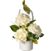 Outlet National Tree Company 9 in. Spring Hydrangea Blooms Flower Potted in a White Pot Base
