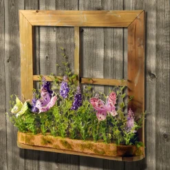 Discount National Tree Company 14 in. Spring Lavender Flowers and Butterflies Window Decoration