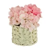 Clearance National Tree Company 10 in. Spring Light Pink Hydrangea Bouquet in White Basket