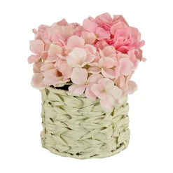 Clearance National Tree Company 10 in. Spring Light Pink Hydrangea Bouquet in White Basket