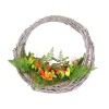 Best National Tree Company 15 in. Spring Multi Floral Hammock Wreath with Multi Floral Colorful Wood Flowers and Mossy Greenery