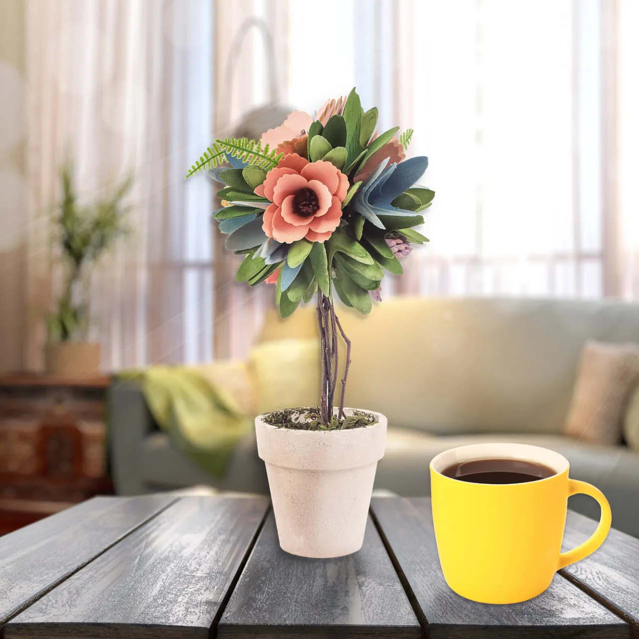 National Tree Company 12 in. Spring Multicolor Floral Topiary Decor