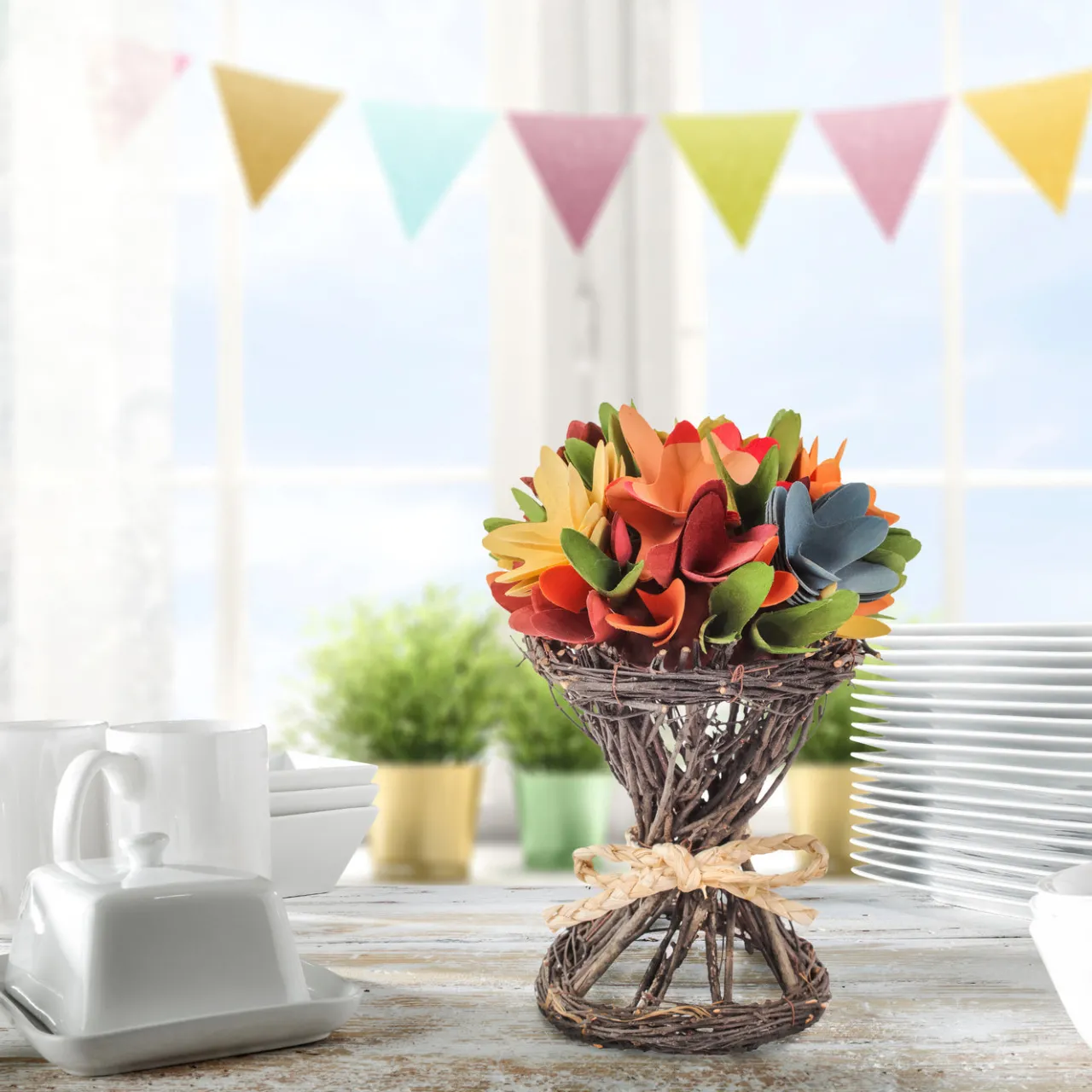 Hot National Tree Company 9 in. Spring Multicolor Floral Bouquet
