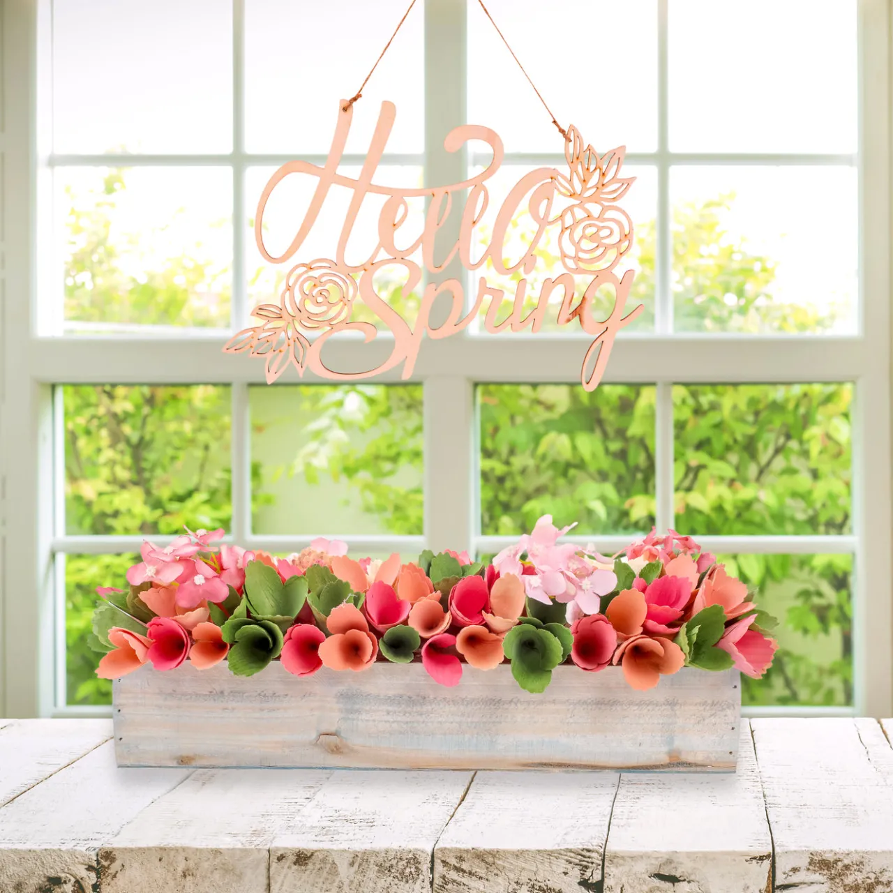 Online National Tree Company 16 in. Spring Multicolor Handcrafted Floral Window Box Decor