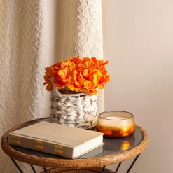 National Tree Company 10 in. Spring Orange Hydrangea Bouquet in White Basket