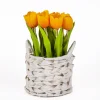 Discount National Tree Company 10 in. Spring Orange Tulip Bouquet in White Basket