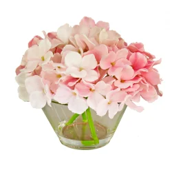 Clearance National Tree Company 8 in. Spring Pink Hydrangea Bouquet in Glass Vase