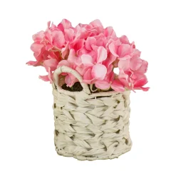 National Tree Company 10 in. Spring Pink Hydrangea Bouquet in White Basket