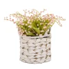 Outlet National Tree Company 11 in. Spring Pink Lily-of-the-Valley Flowers in White Basket