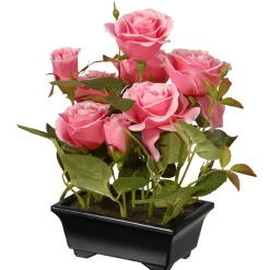Online National Tree Company 10 in. Spring Pink Roses Flower Pot