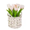 Discount National Tree Company 10 in. Spring Pink Tulip Bouquet in White Basket