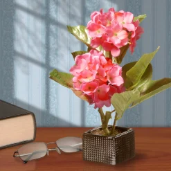 Best National Tree Company 10 in. Spring Potted Pink Hydrangeas Flower Pot with Leafy Greens