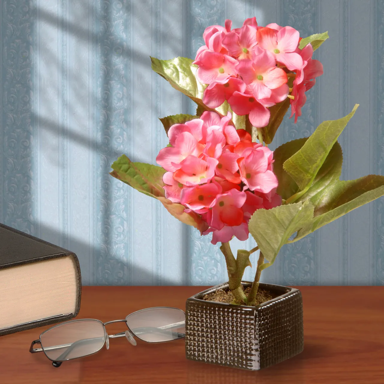 Best National Tree Company 10 in. Spring Potted Pink Hydrangeas Flower Pot with Leafy Greens