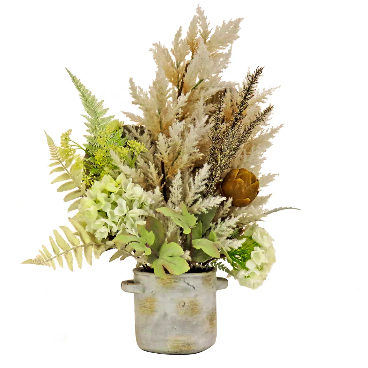 Outlet National Tree Company 33 in. Spring Potted Plant Table Decoration with Hydrangea Blooms, Assorted Palms