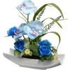 Clearance National Tree Company 15 in. Spring Potted White Orchid and Blue Roses Flower Pot with Leafy Greens