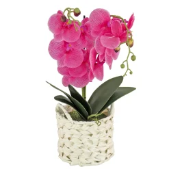 Best National Tree Company 21 in. Spring Purple Orchid in White Basket