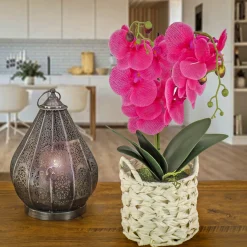 Best National Tree Company 21 in. Spring Purple Orchid in White Basket