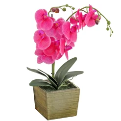 Online National Tree Company 21 in. Spring Purple Orchid Flower in Wood Box
