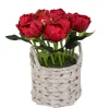 Outlet National Tree Company 10 in. Spring Red Peony Flower Bouquet in White Basket