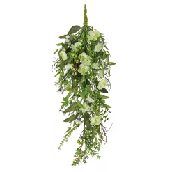 New National Tree Company 28 in. Spring Teardrop Wall Hanging Decoration with Flower Blooms, Berries, Leafy Greens